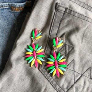 Multi-color starburst statement earrings